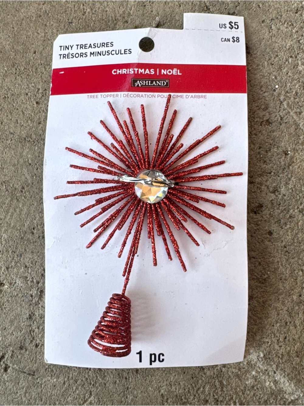 Ashland‎ Silver Miniature Christmas Tree Topper Red Glittery Christmas Decor